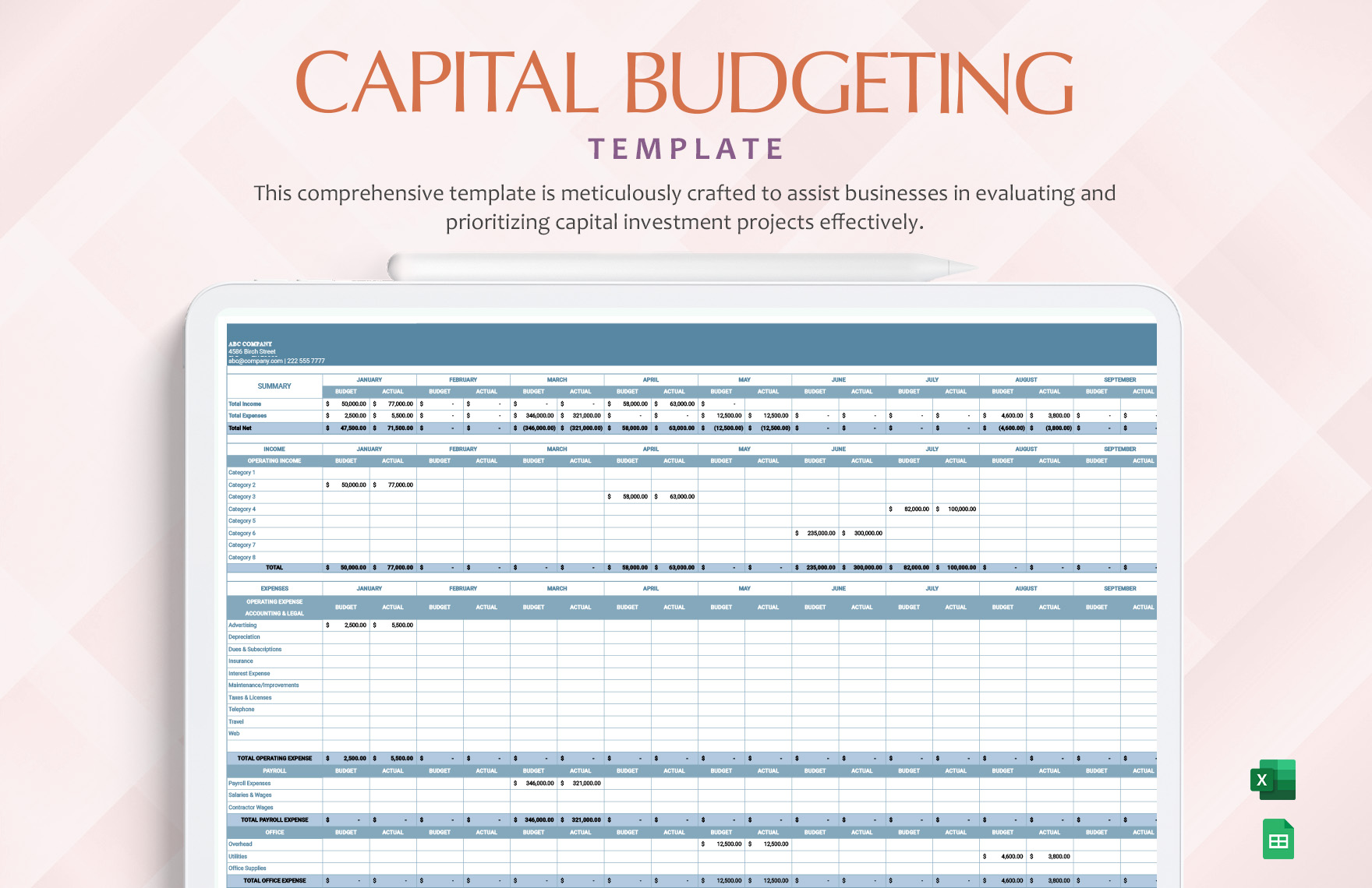 Capital Budgeting Template in Excel, Google Sheets - Download | Template.net