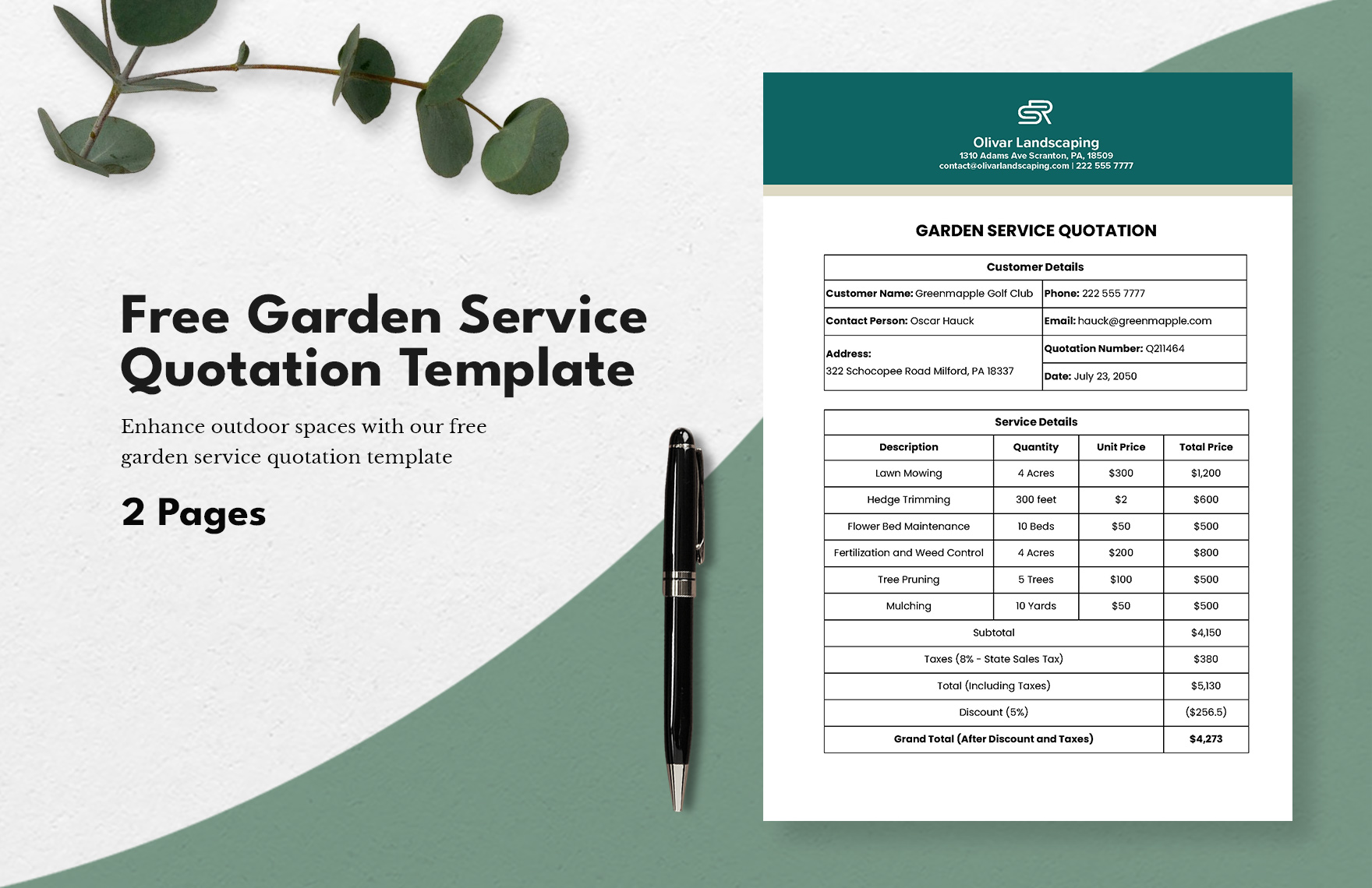 Garden Service Quotation Template in Word, PDF, Google Docs - Download | Template.net