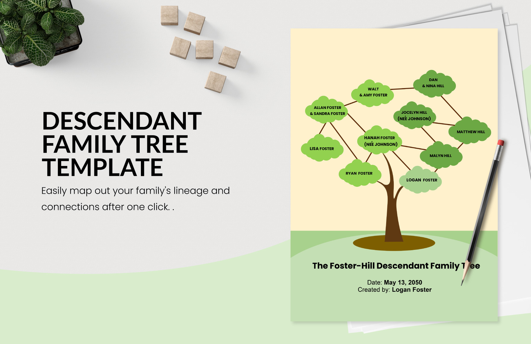 Descendant Family Tree Template