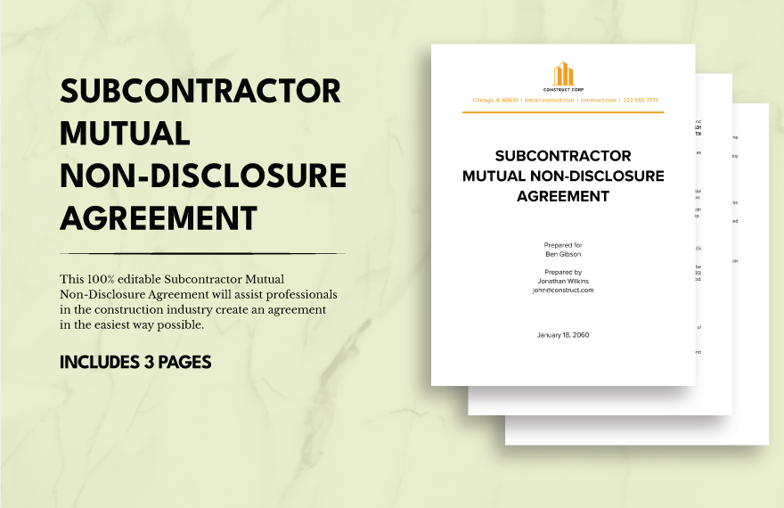 Subcontractor Mutual Non-Disclosure Agreement