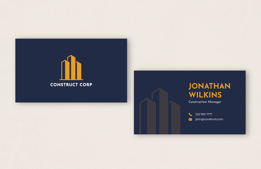 Industrial Construction Company Business Card Template