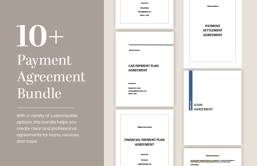 10+ Payment Agreement Template Bundle