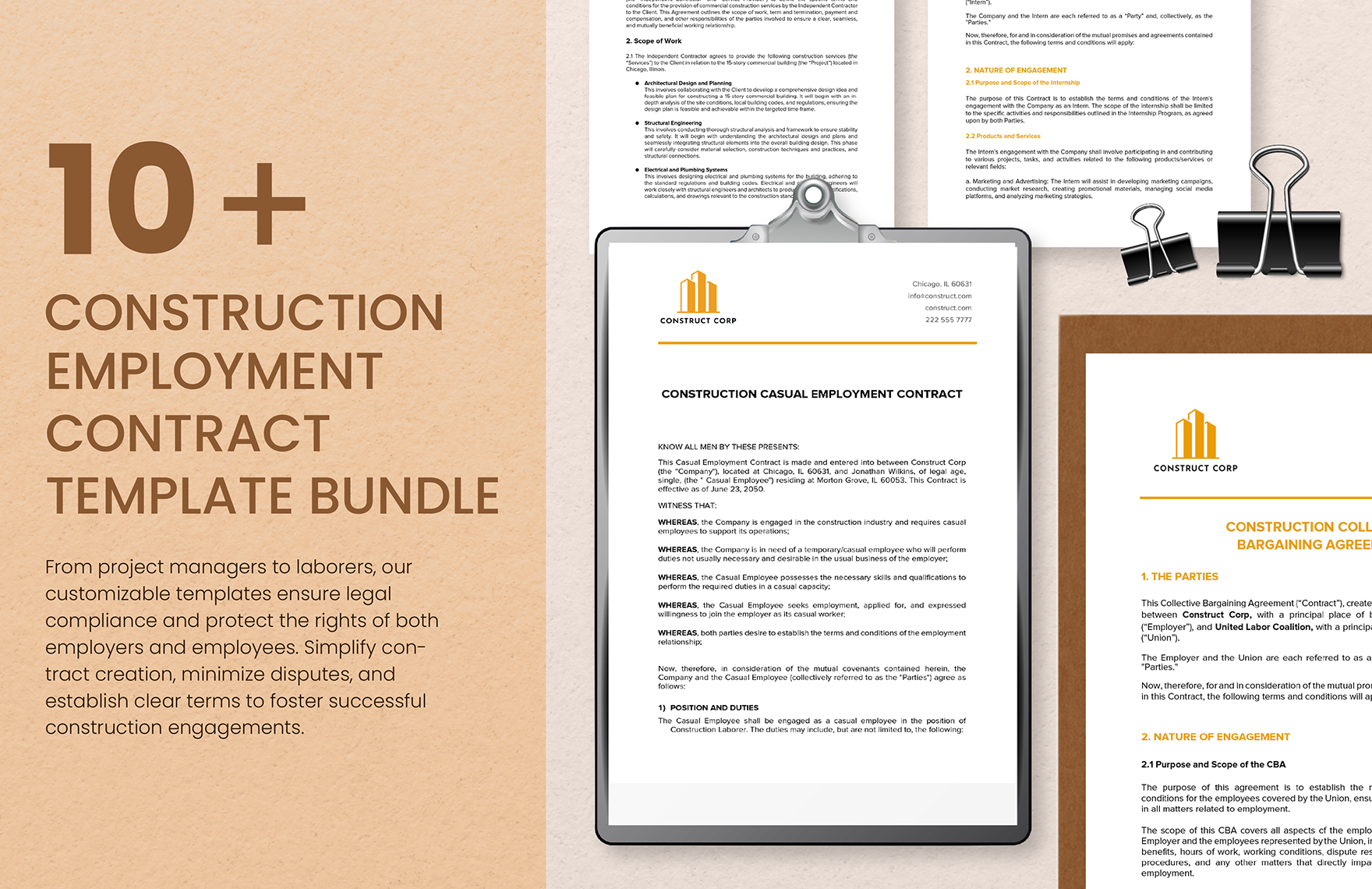 10+ Construction Employment Contract Template Bundle