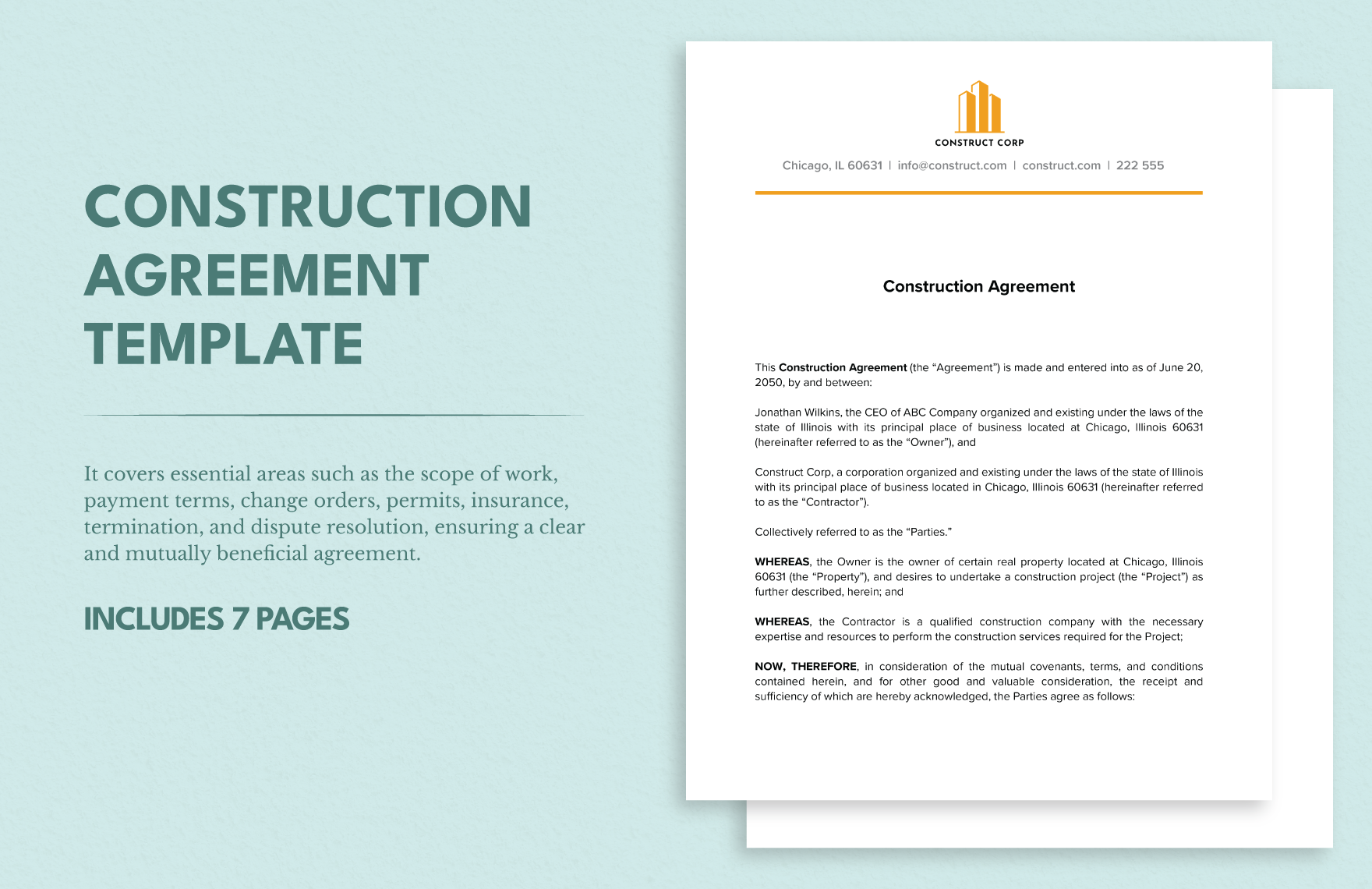 Construction Agreement Template