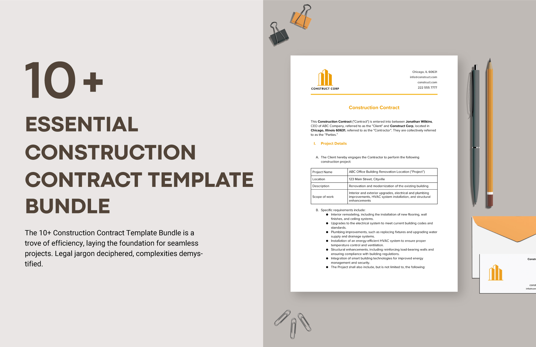 10+ Essential Construction Contract Template Bundle