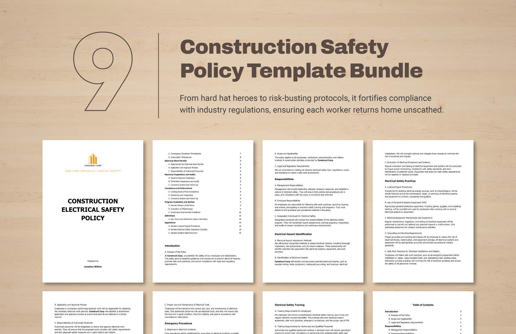 9 Construction Safety Policy Template Bundle