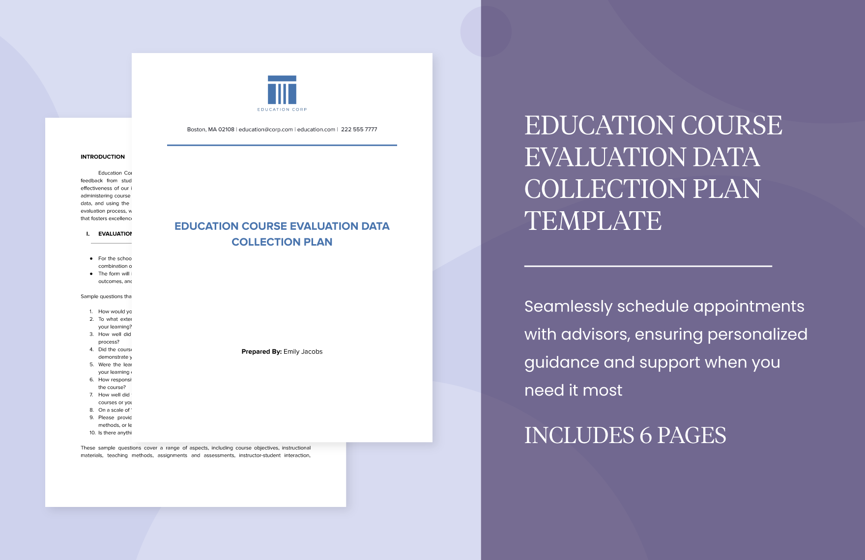 Education Course Evaluation Data Collection Plan Template