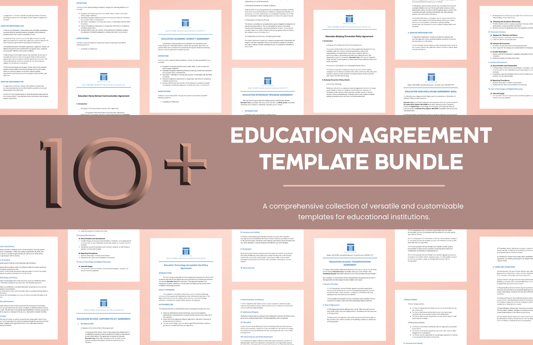 10+ Education Agreement Template Bundle