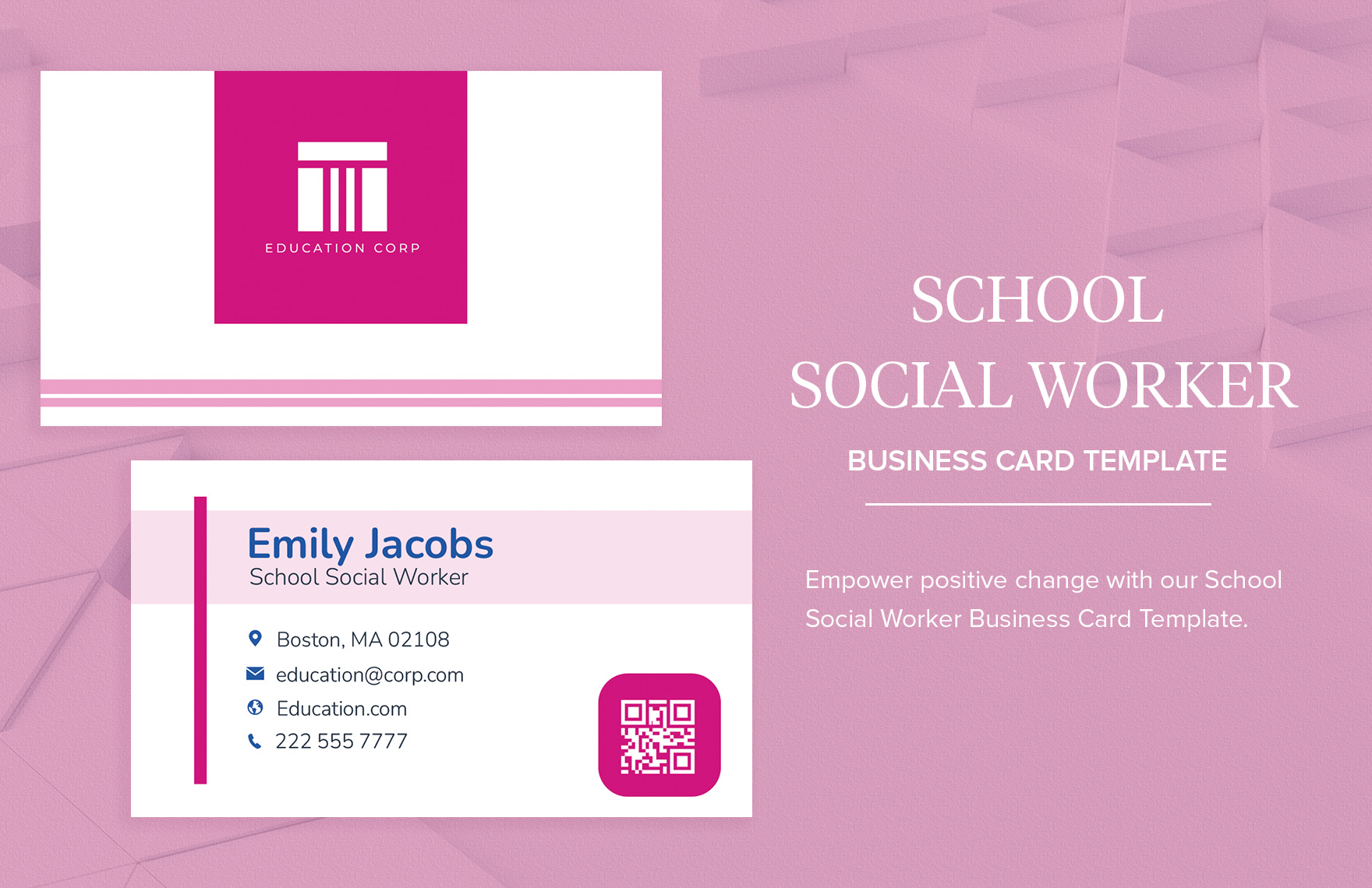 School Social Worker Business Card Template in Word, Illustrator, PSD