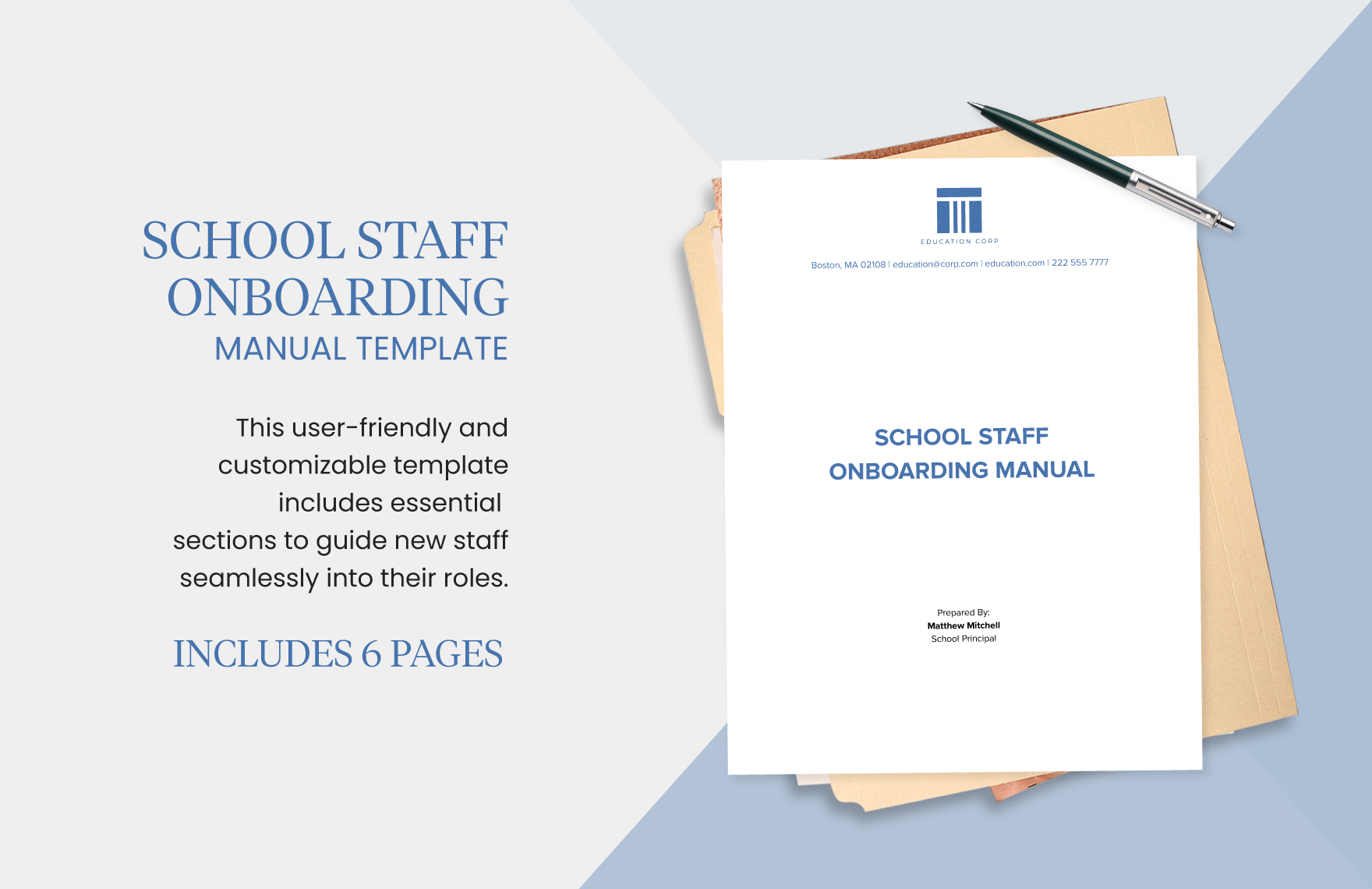 School Staff Onboarding Manual Template