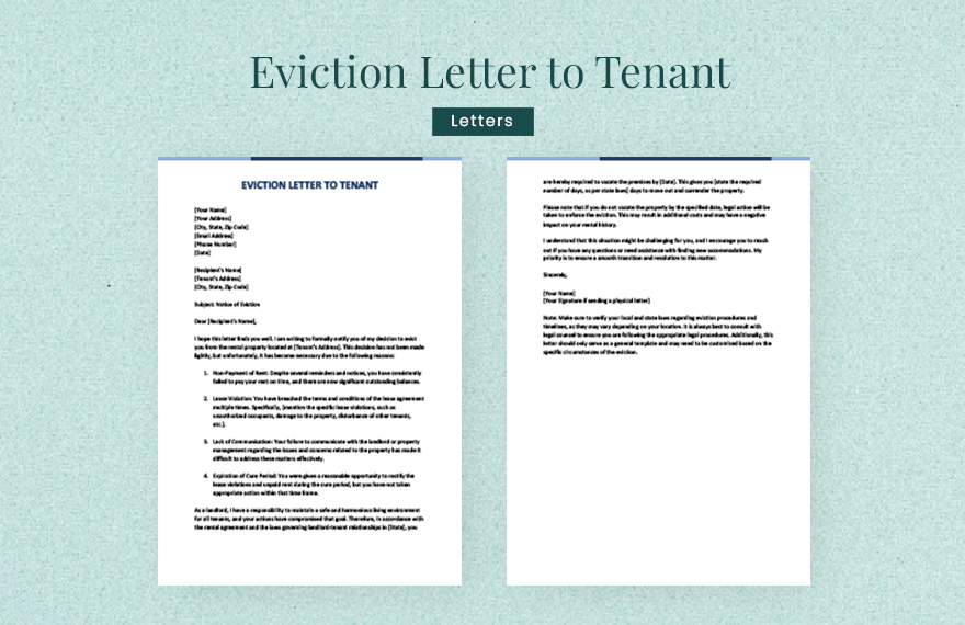 FREE Eviction Letter Templates - Download in Word, Google Docs, PDF ...