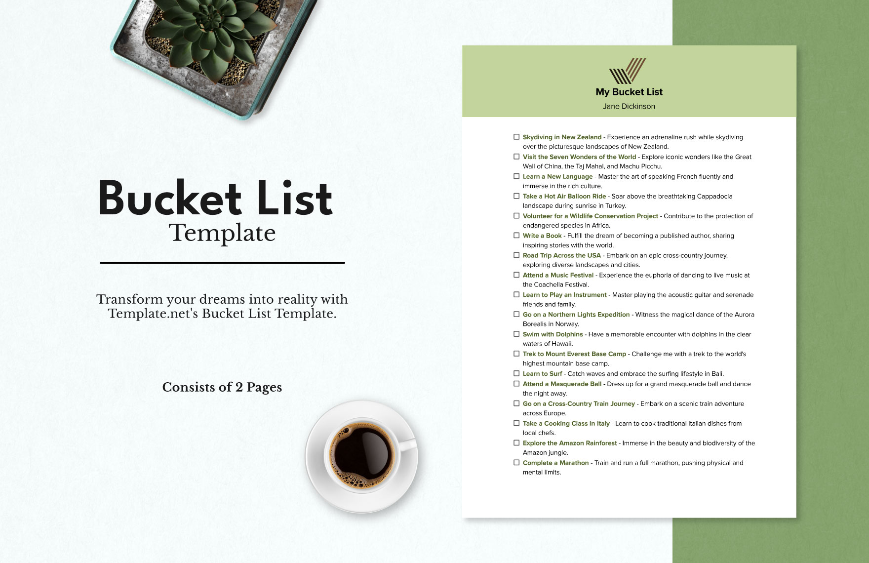 Bucket List Template in Word, PDF, Google Docs - Download | Template.net