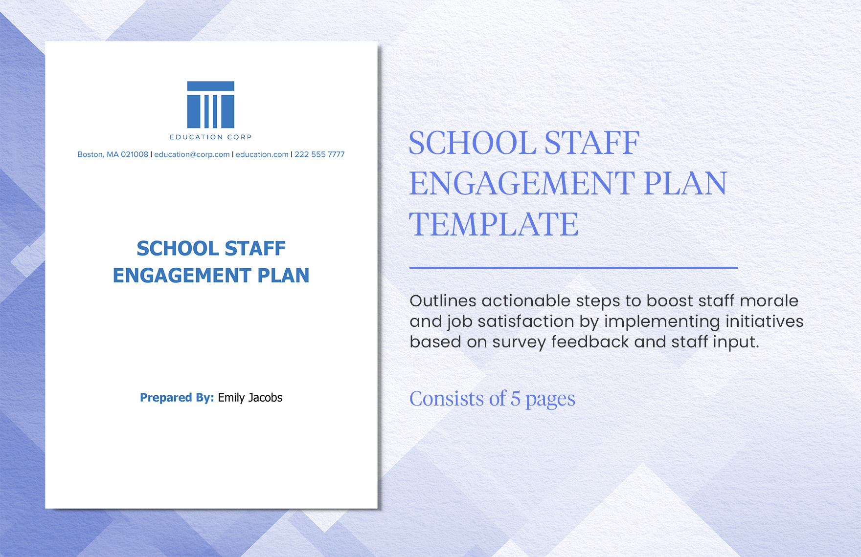 School Staff Engagement Plan Template