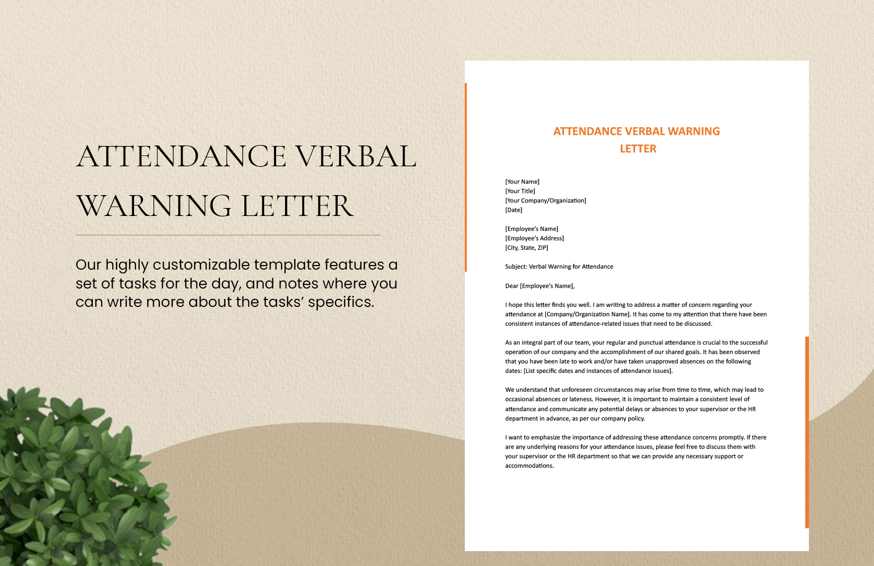 Attendance Verbal Warning Letter