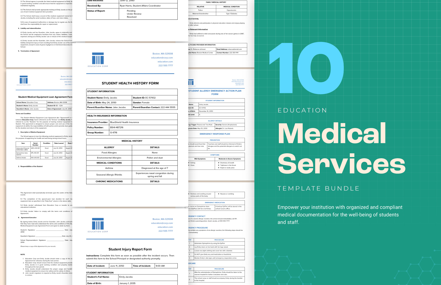 10 Education Medical Services Template Bundle