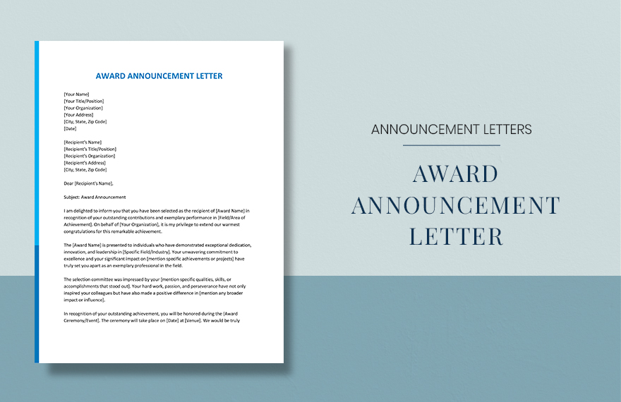 Award Announcement Letter in Word, Google Docs, Pages - Download | Template.net