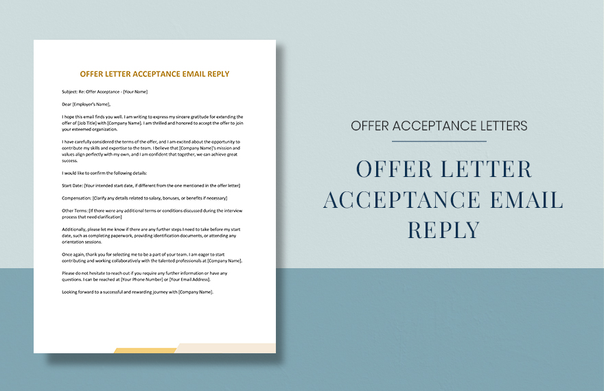 Offer Letter Acceptance Email Reply in Word, Google Docs, Pages ...