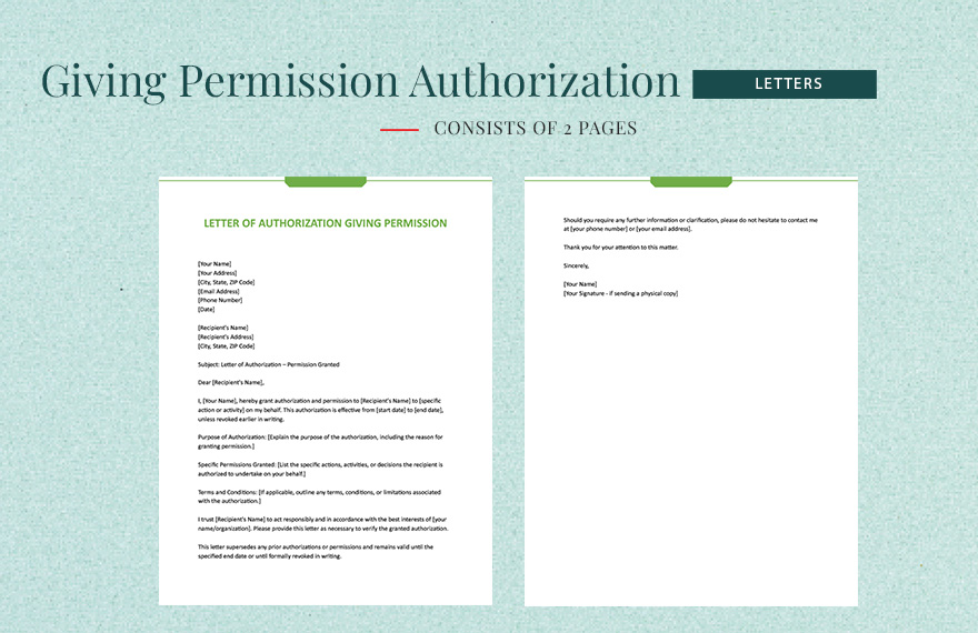 Letter Of Authorization Giving Permission