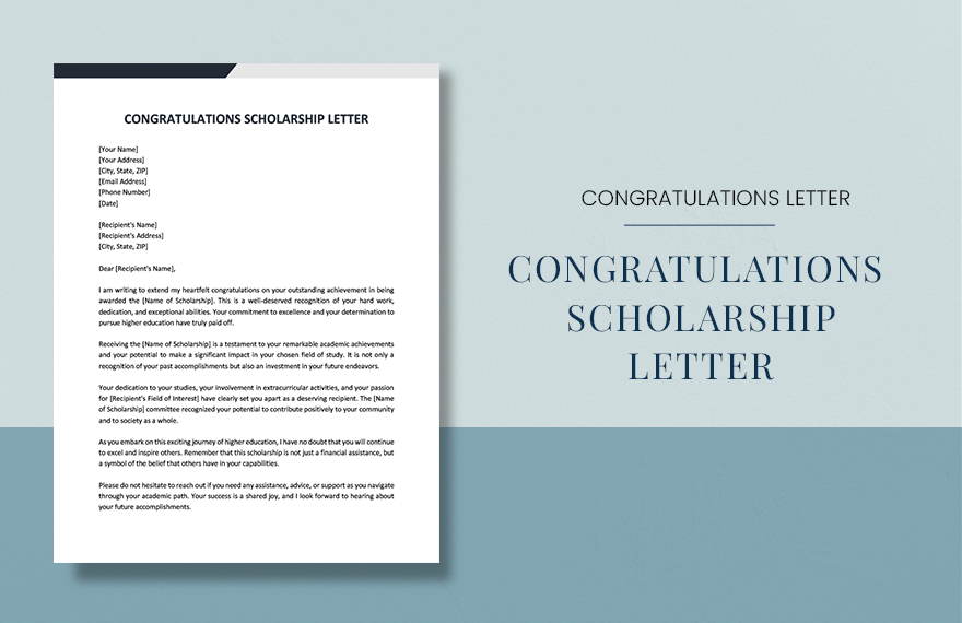 Congratulations Scholarship Award Letter in Word, PDF, Google Docs, Pages - Download | Template.net