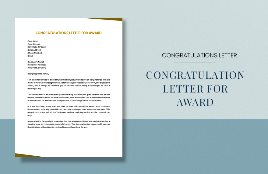 Congratulation Letter For Award  in Word, PDF, Google Docs, Pages - Download | Template.net