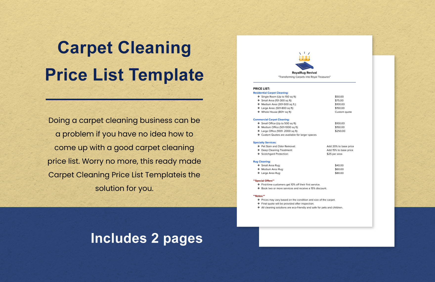 Carpet Cleaning Price List Template in Word, PDF, Google Docs - Download | Template.net