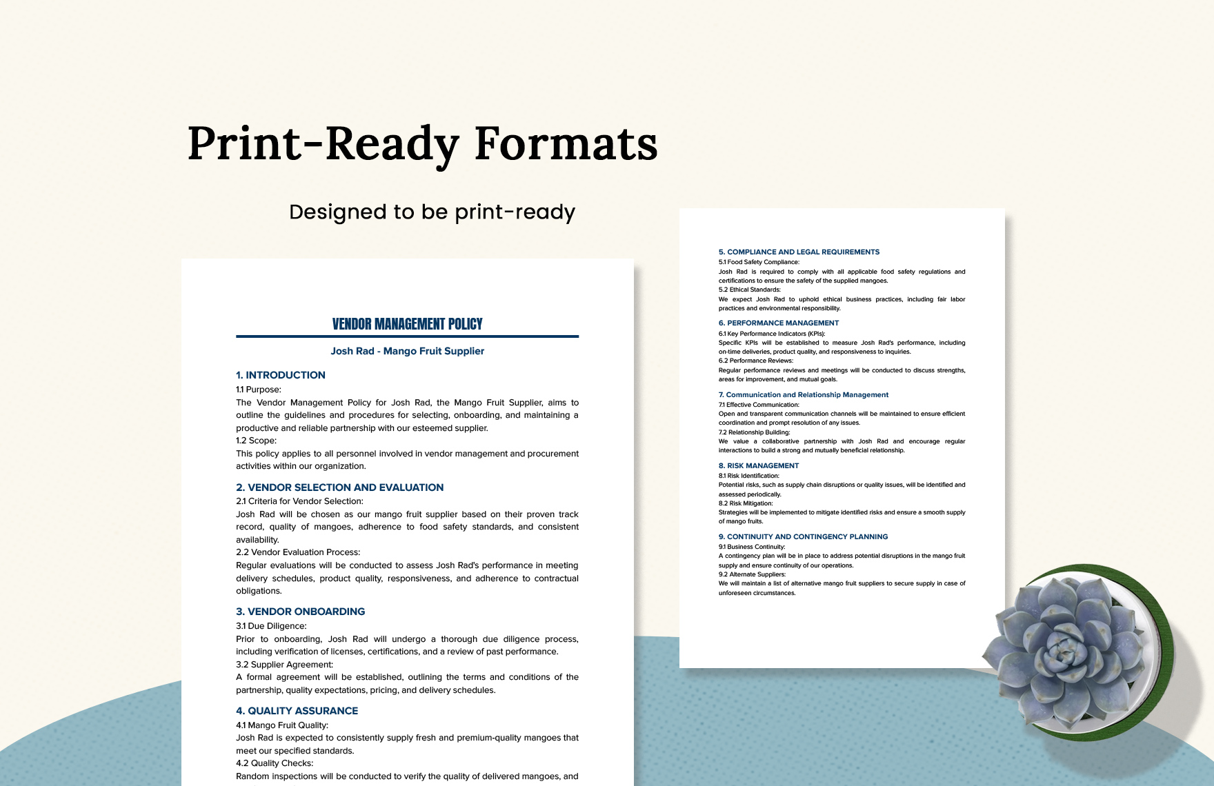 Vendor Management Policy Template