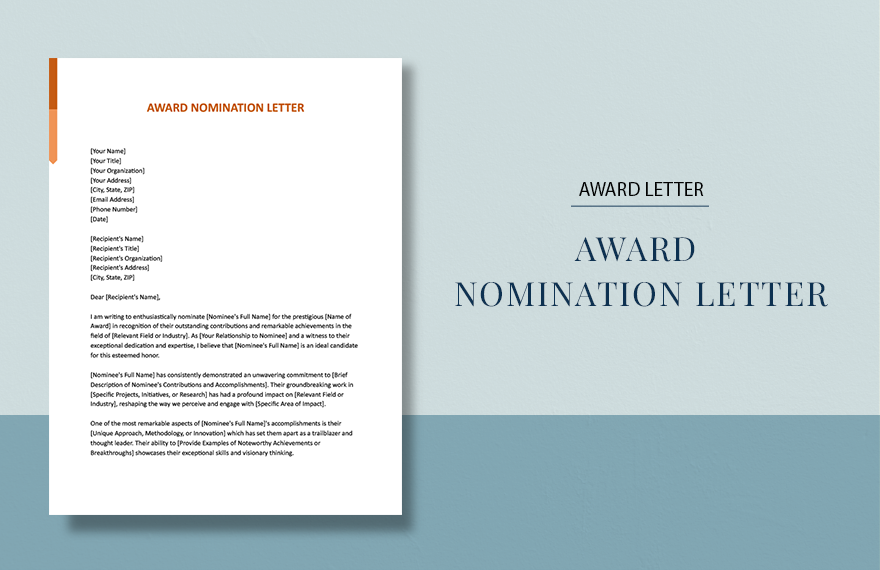 Award Nomination Letter in Word, Google Docs, Pages - Download | Template.net