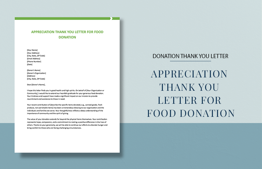 Appreciation Thank You Letter For Food Donation