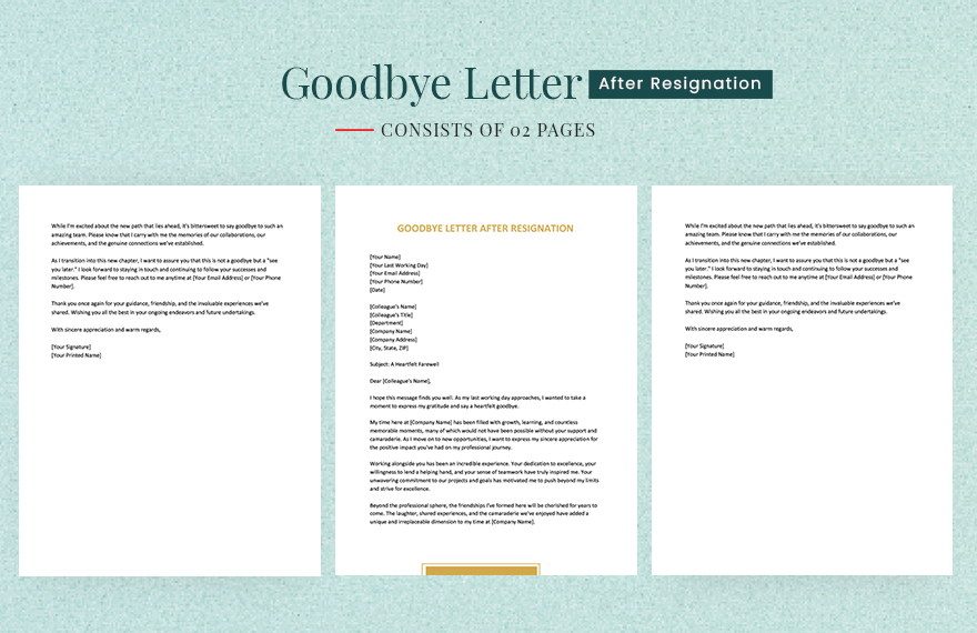 Goodbye Letter After Resignation