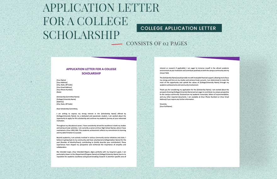 Application Letter For A College Scholarship