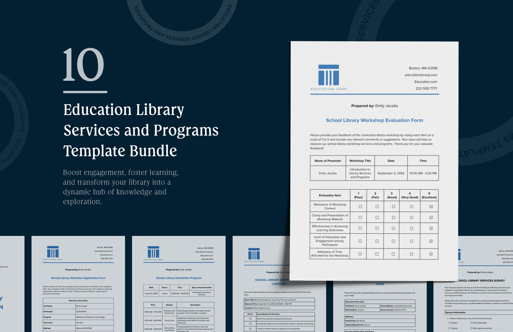 10 Education Library Services and Programs Template Bundle