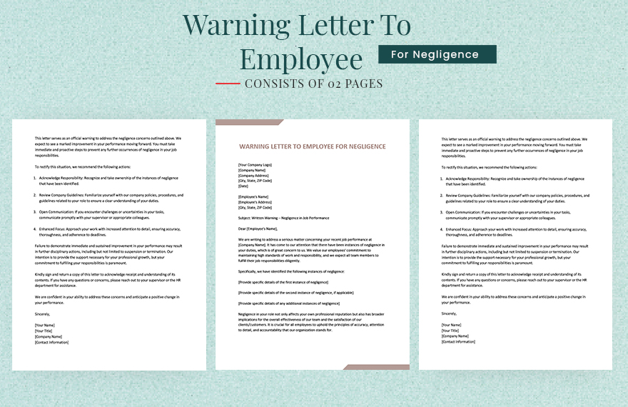 Warning Letter To Employee For Negligence