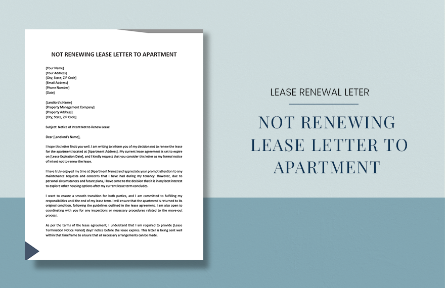 Not Renewing Lease Letter To Apartment