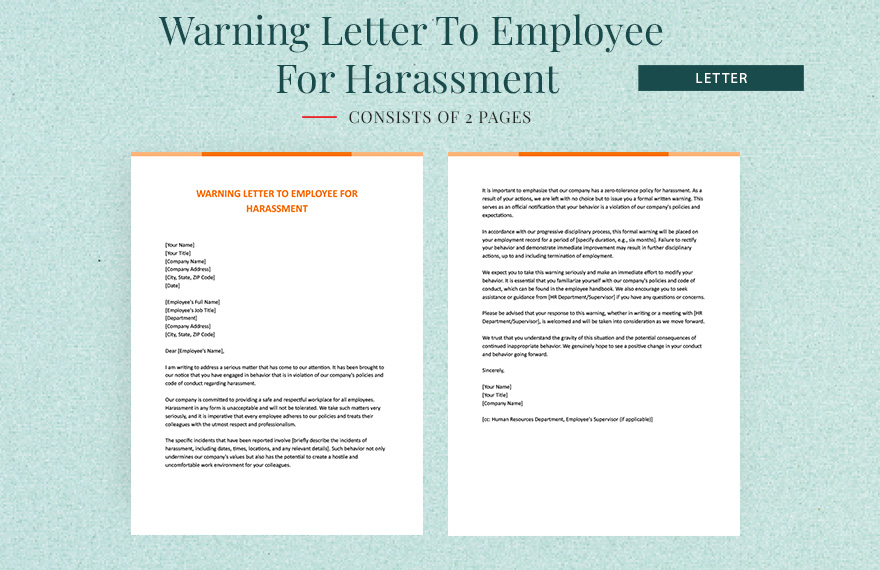 Warning Letter To Employee For Harassment