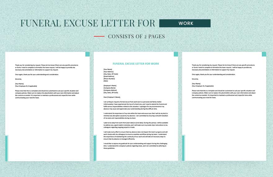 Funeral Excuse Letter For Work in Word, Google Docs, Pages - Download ...