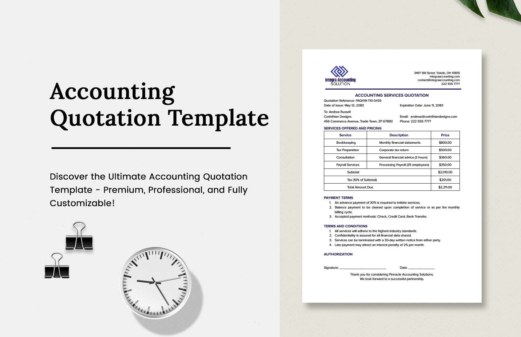 Accounting Quotation Template in Word, PDF, Google Docs - Download | Template.net