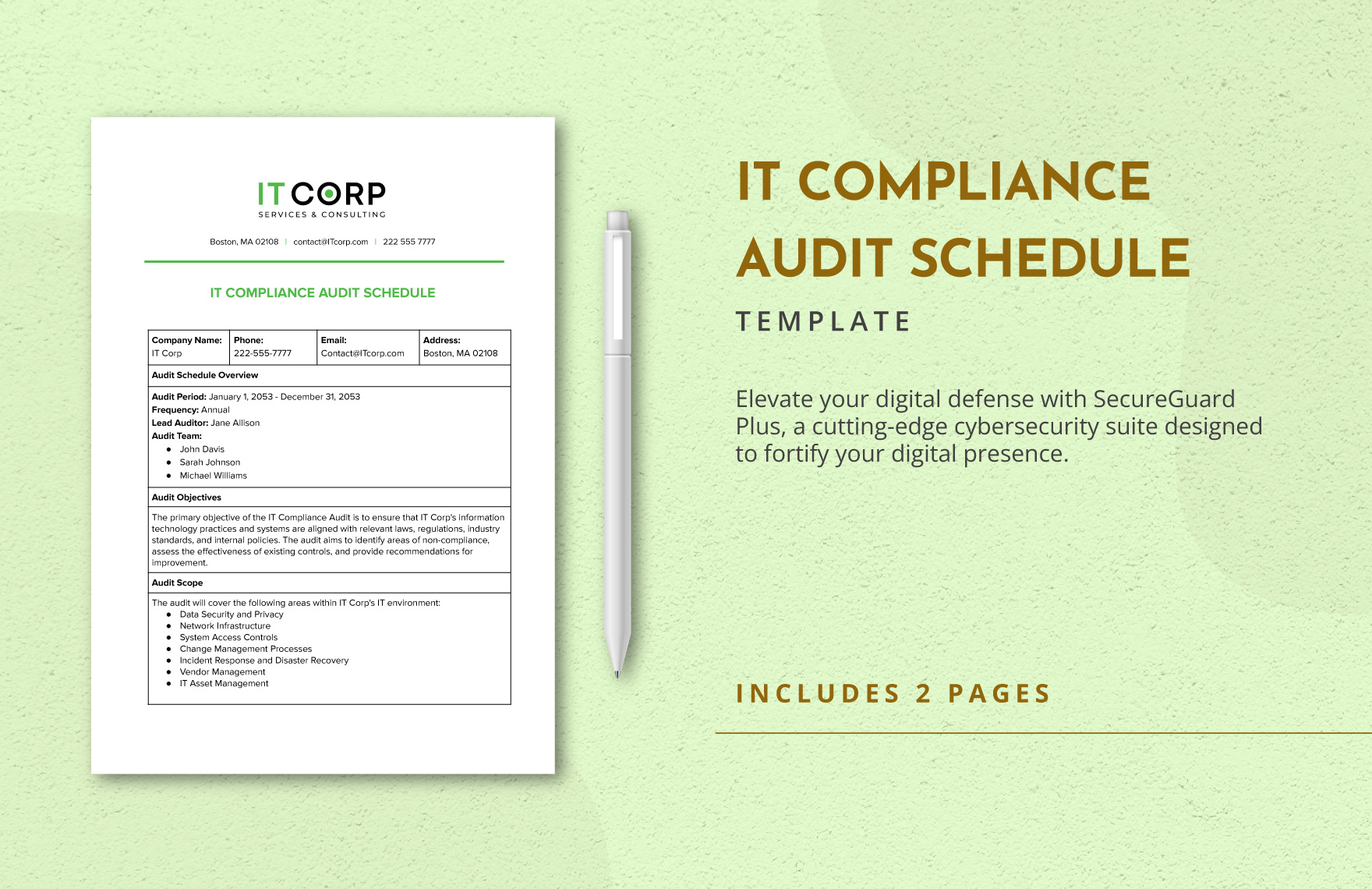 IT Compliance Audit Schedule Template