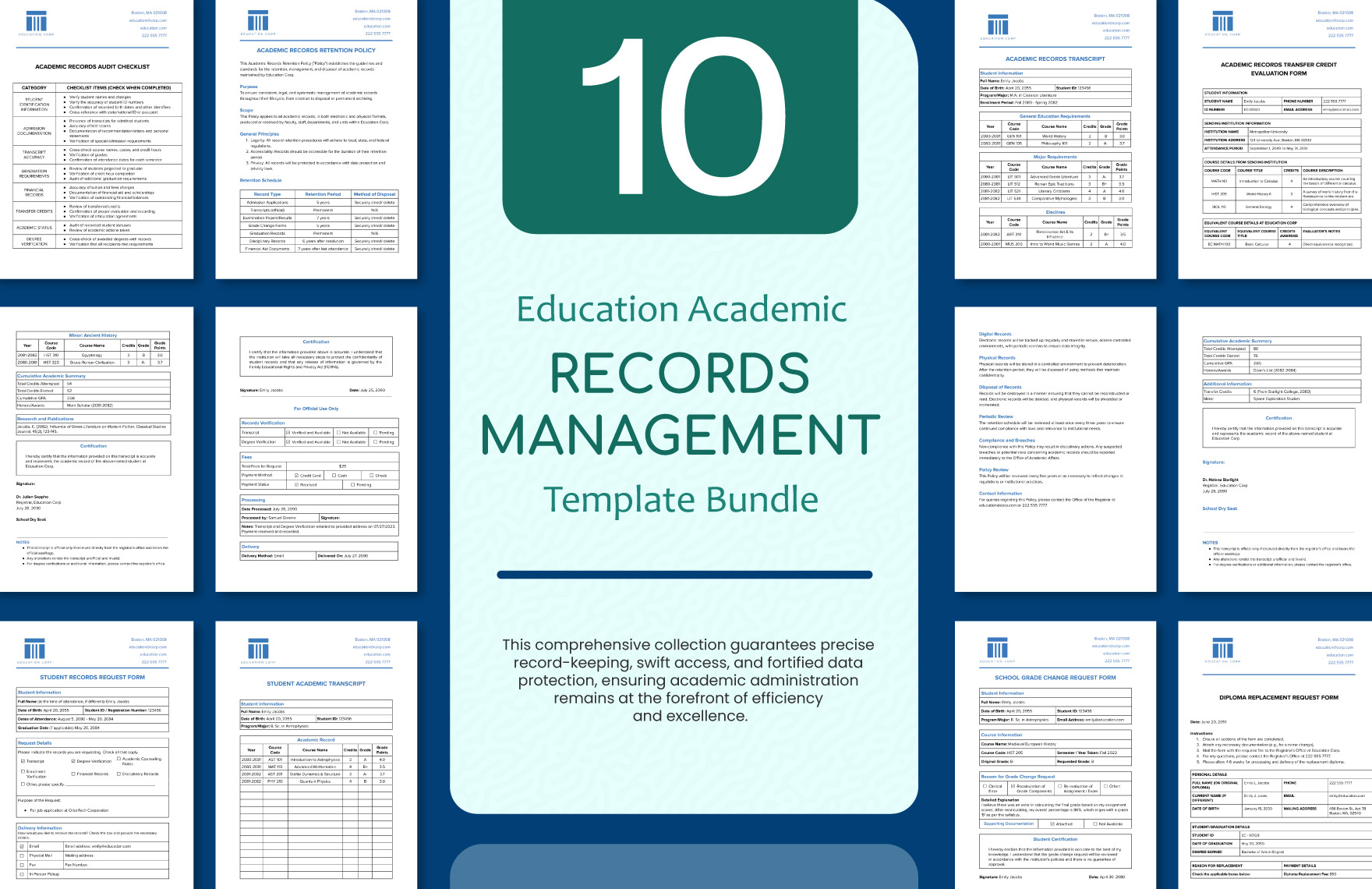 10 Education Academic Records Management Template Bundle