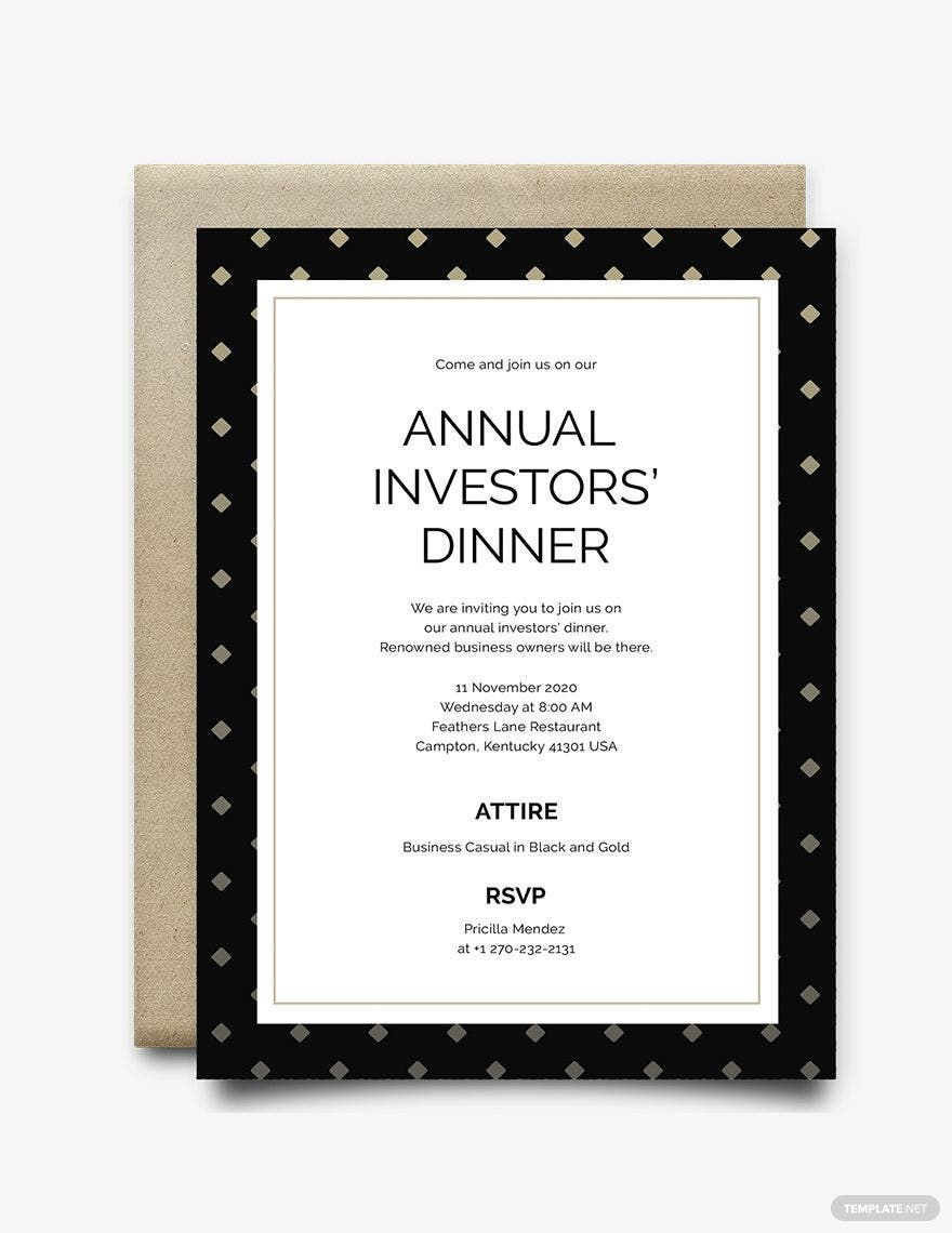 Business Dinner Invitation Template in Publisher, PSD, Pages, Illustrator, Word, Outlook - Download | Template.net