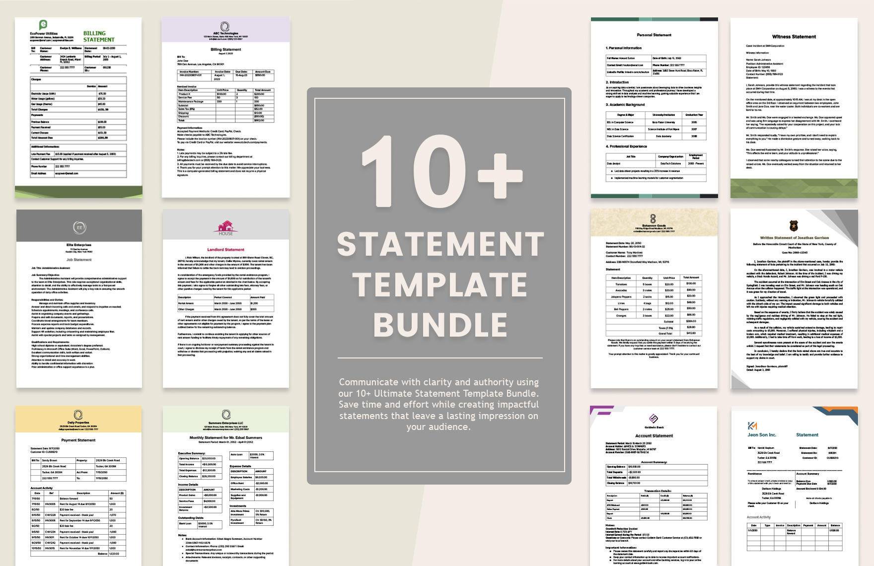 10+ Statement Template Bundle