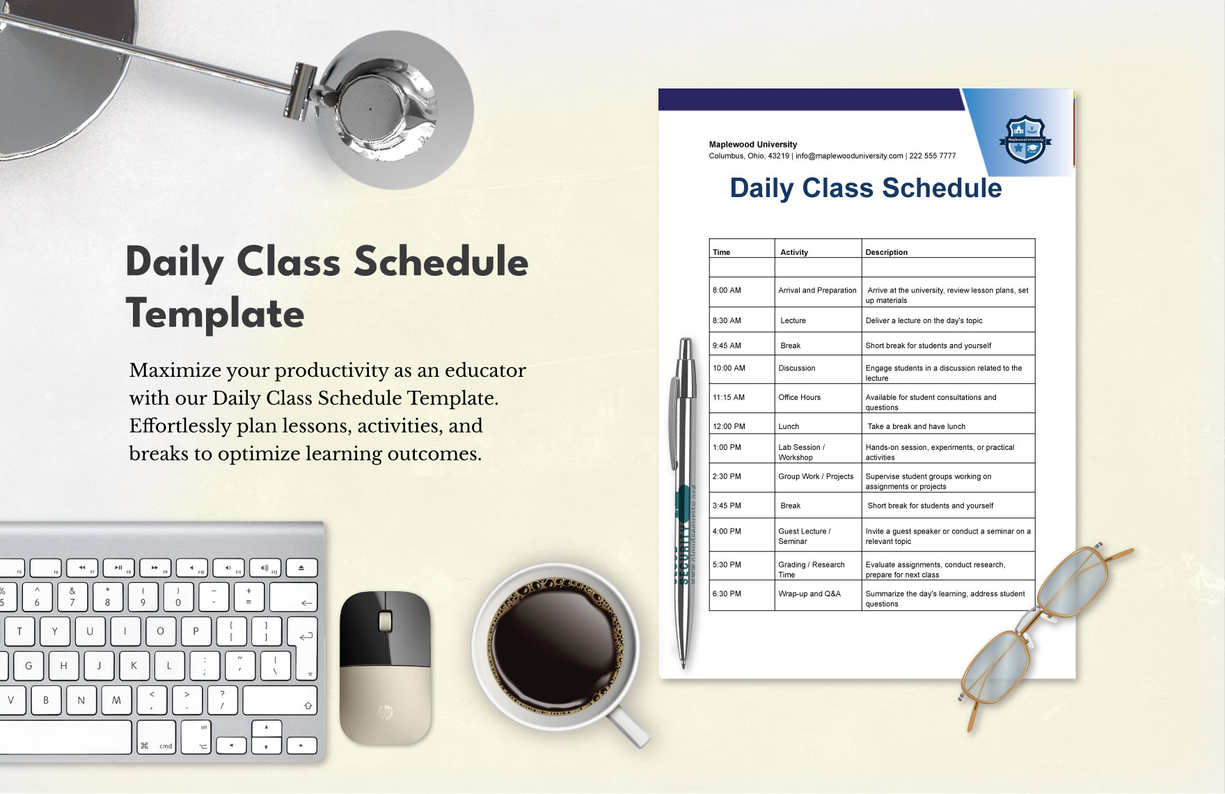 Daily Class Schedule Template in Word, PDF, Google Docs - Download | Template.net