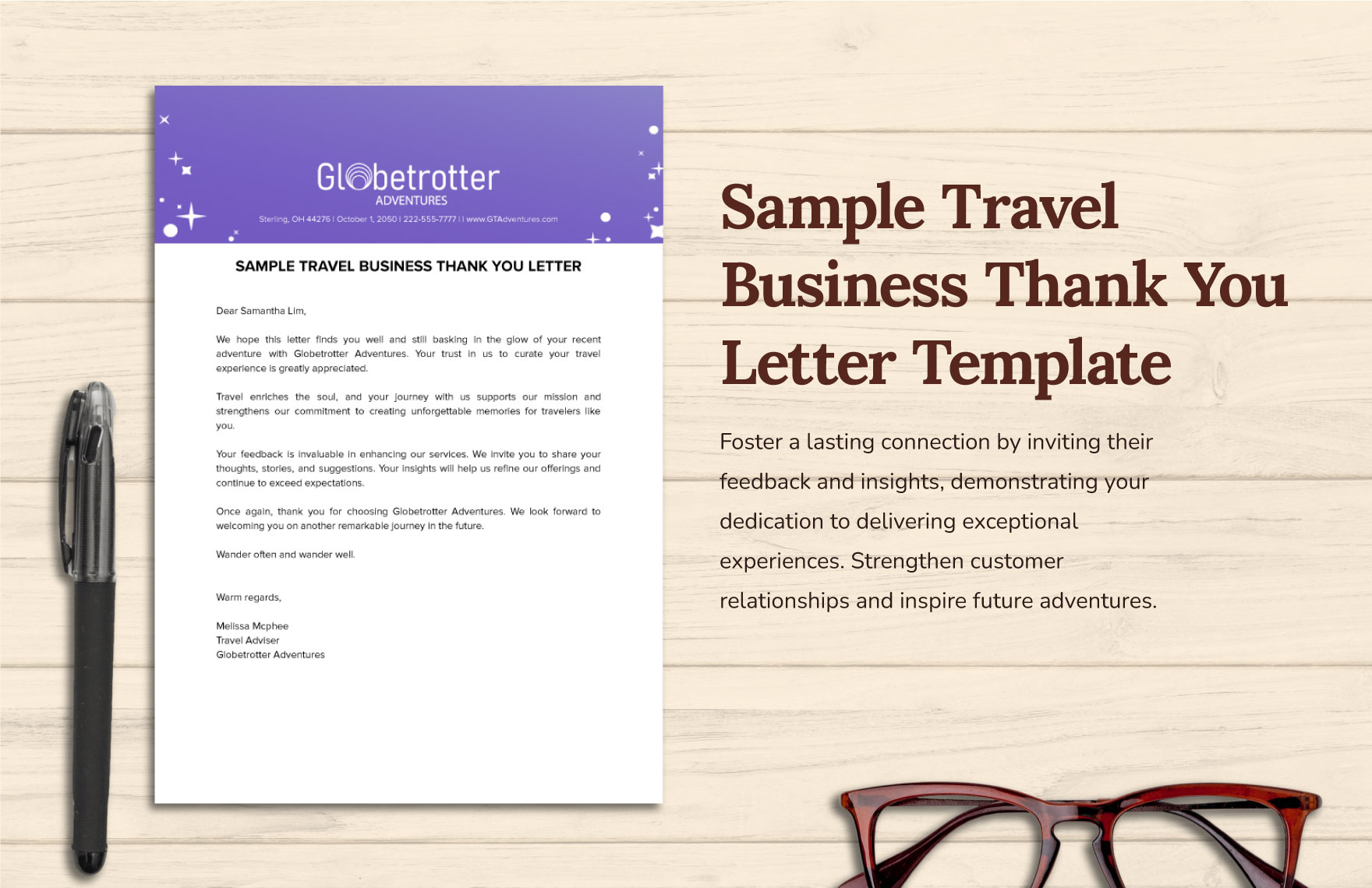 Sample Travel Business Thank You Letter Template