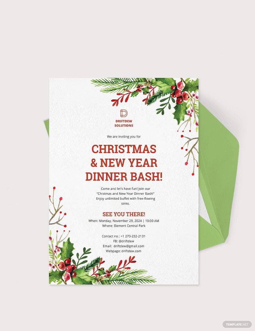 Holiday Dinner Invitation Template in PSD, Publisher, Word, Illustrator, Pages, Pages, Publisher, Word, Illustrator, PSD - Download | Template.net