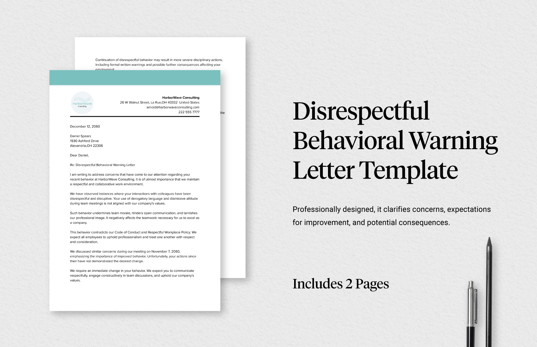 Disrespectful Behavioral Warning Letter Template