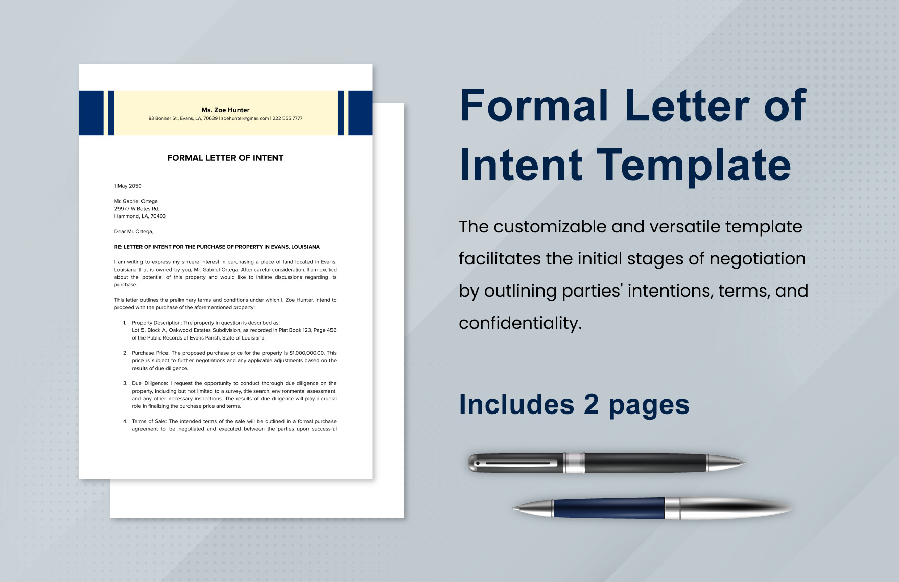 Formal Letter of Intent Template