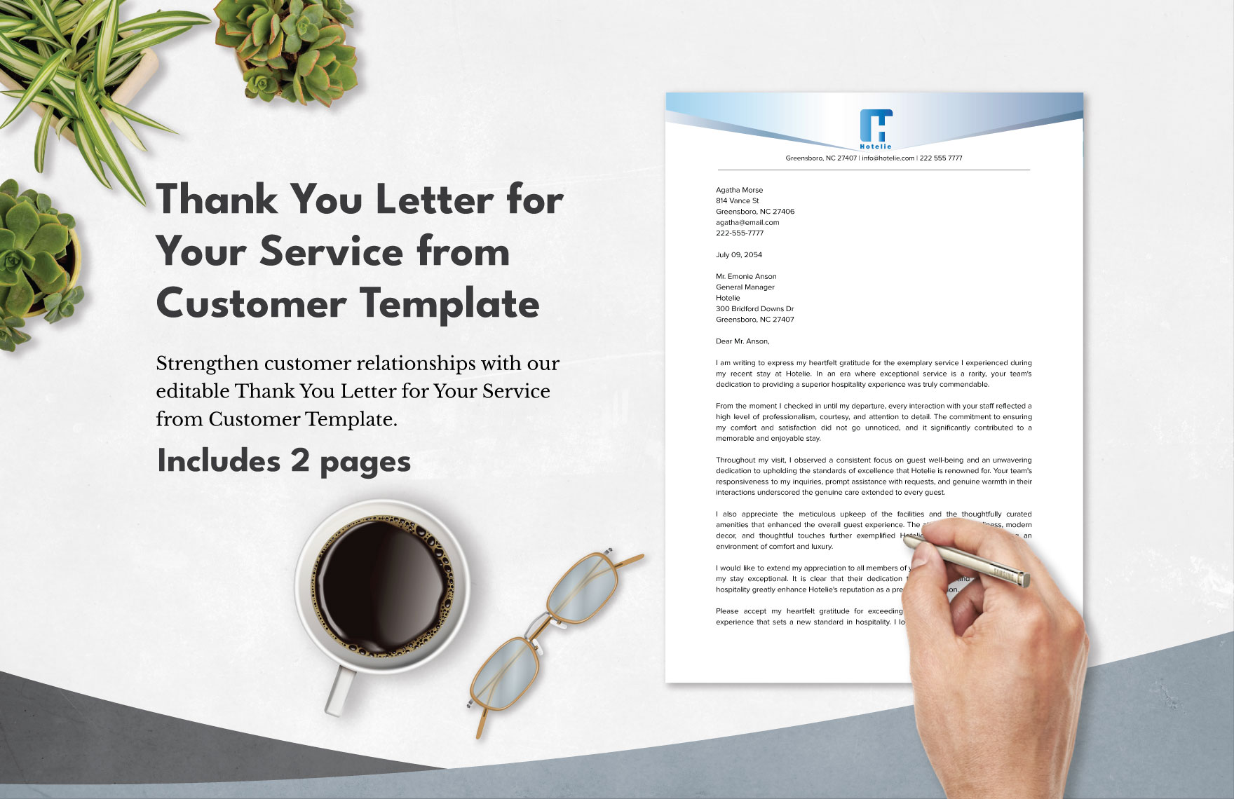 Thank You Letter for Your Service from Customer Template