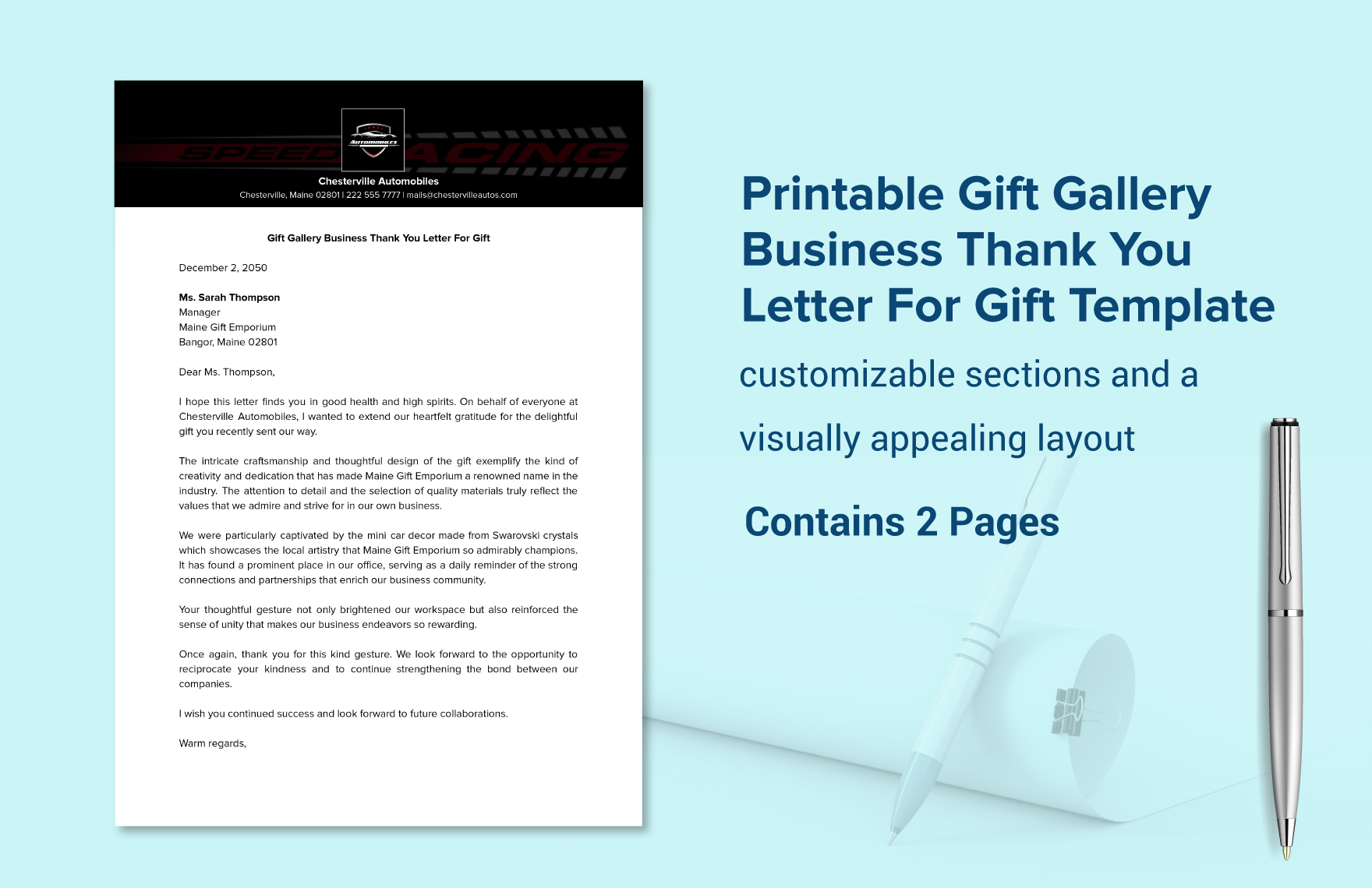 Printable Gift Gallery Business Thank You Letter For Gift Template