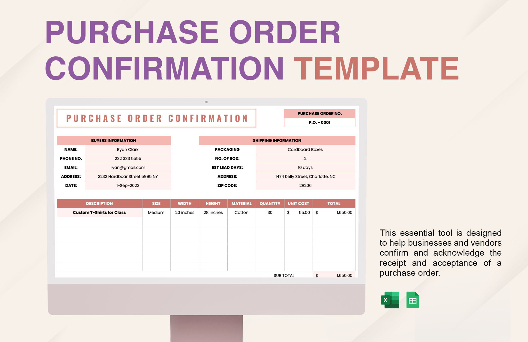 Purchase Order Confirmation Template