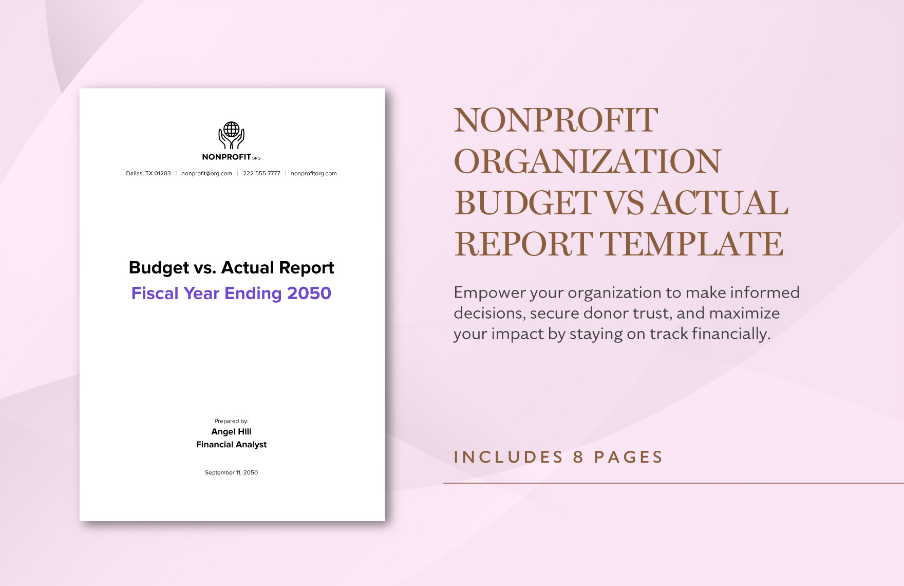 Nonprofit Organization Budget vs Actual Report Template