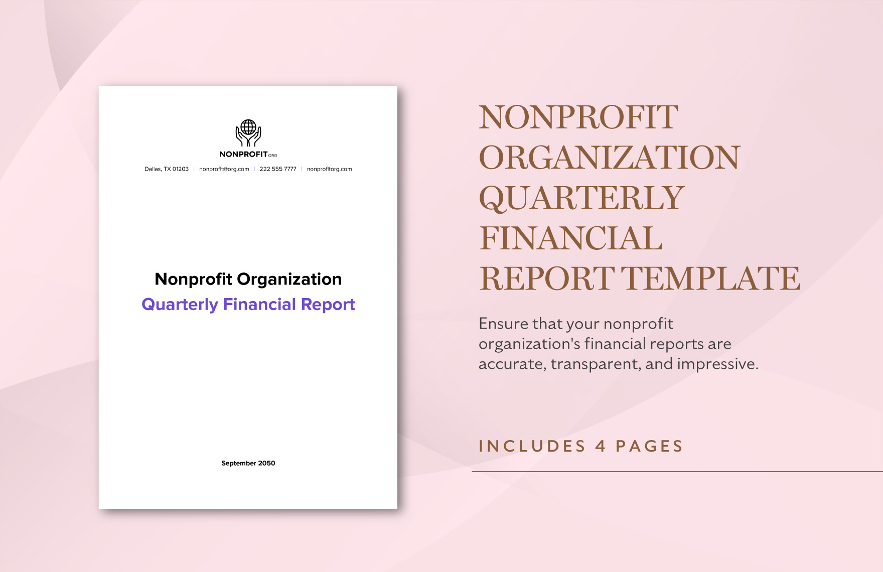 Nonprofit Organization Quarterly Financial Report Template